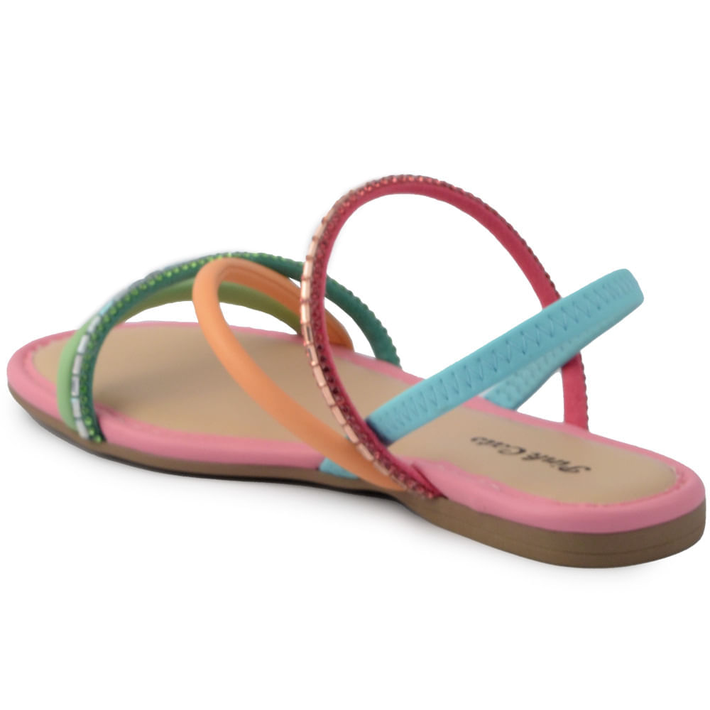 Sandália Rasteira Infantil Pink Cats Feminina com Pedrarias V2964 - Foto 3