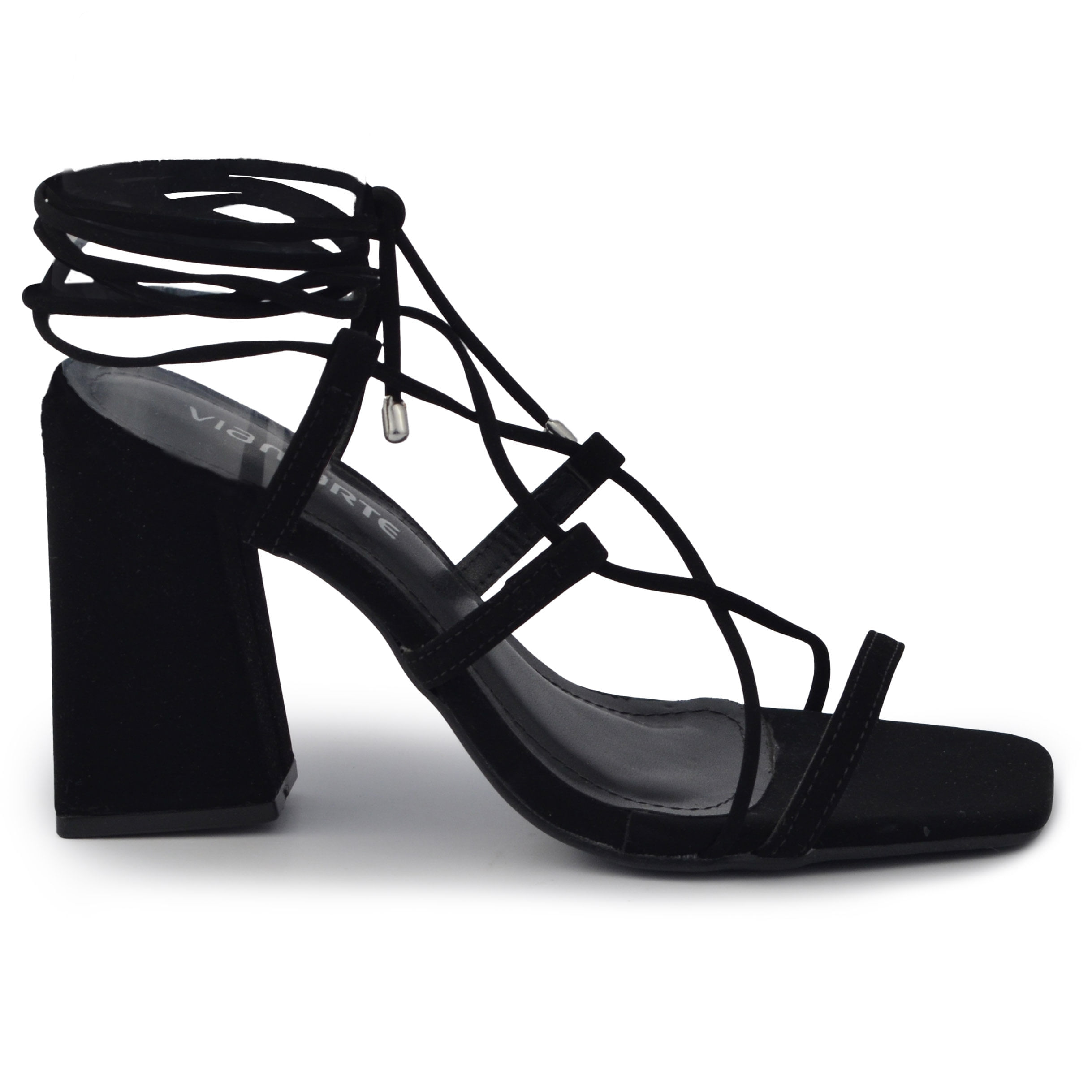 Sandália Via Marte Feminina de Amarração Salto Alto Bloco 22-14606-01 - Foto 1