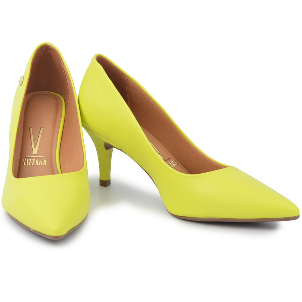 Sapato Scarpin Salto Baixo Scarpin Vizzano CamurÃ§a Amarelo Scarpin Vizzano  Sapato Amarelo Salto Baixo, image size:1000x1000