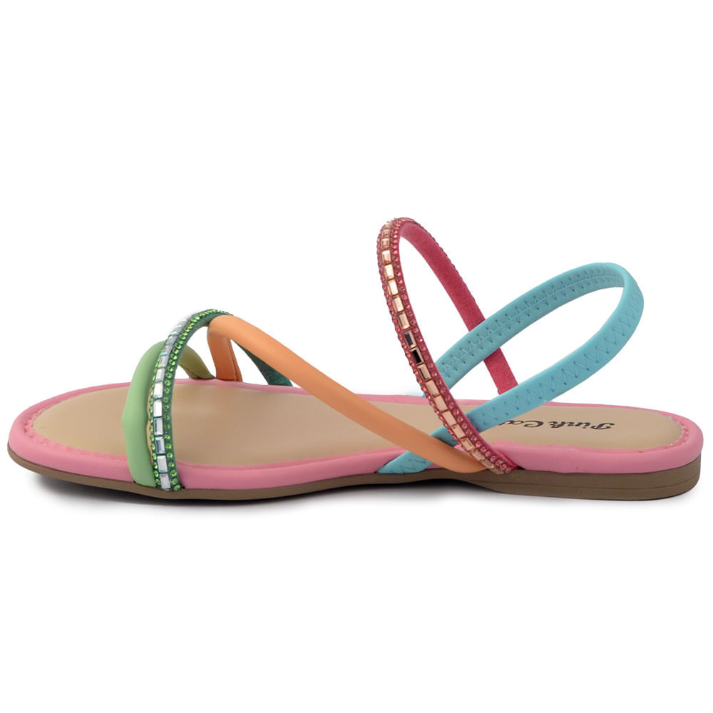 Sandália Rasteira Infantil Pink Cats Feminina com Pedrarias V2964 - Foto 5