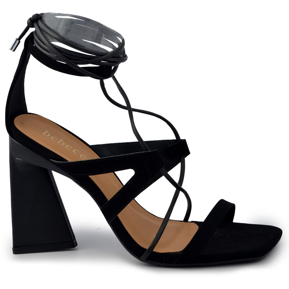 Sandália Bebecê Feminina Amarração Salto Alto Geométrico T8635-204 - Foto 1