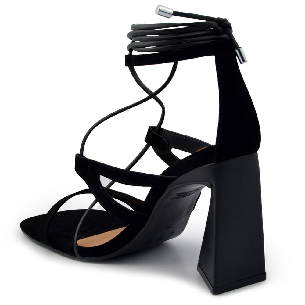 Sandália Bebecê Feminina Amarração Salto Alto Geométrico T8635-204 - Foto 3