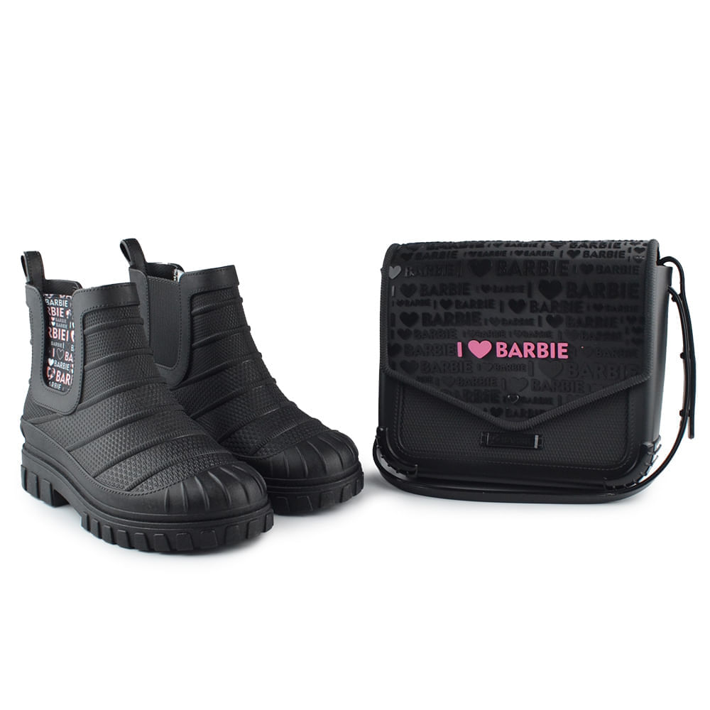 Kit Bota Galocha Infantil Grendene Feminina Barbie Love com Bag 22918 - Foto 2
