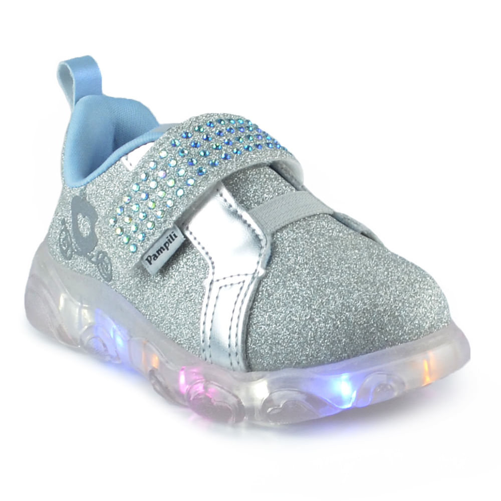 Tênis Infantil Pampili Feminino Princesas Disney Cinderela LED 682.026 - Foto 2