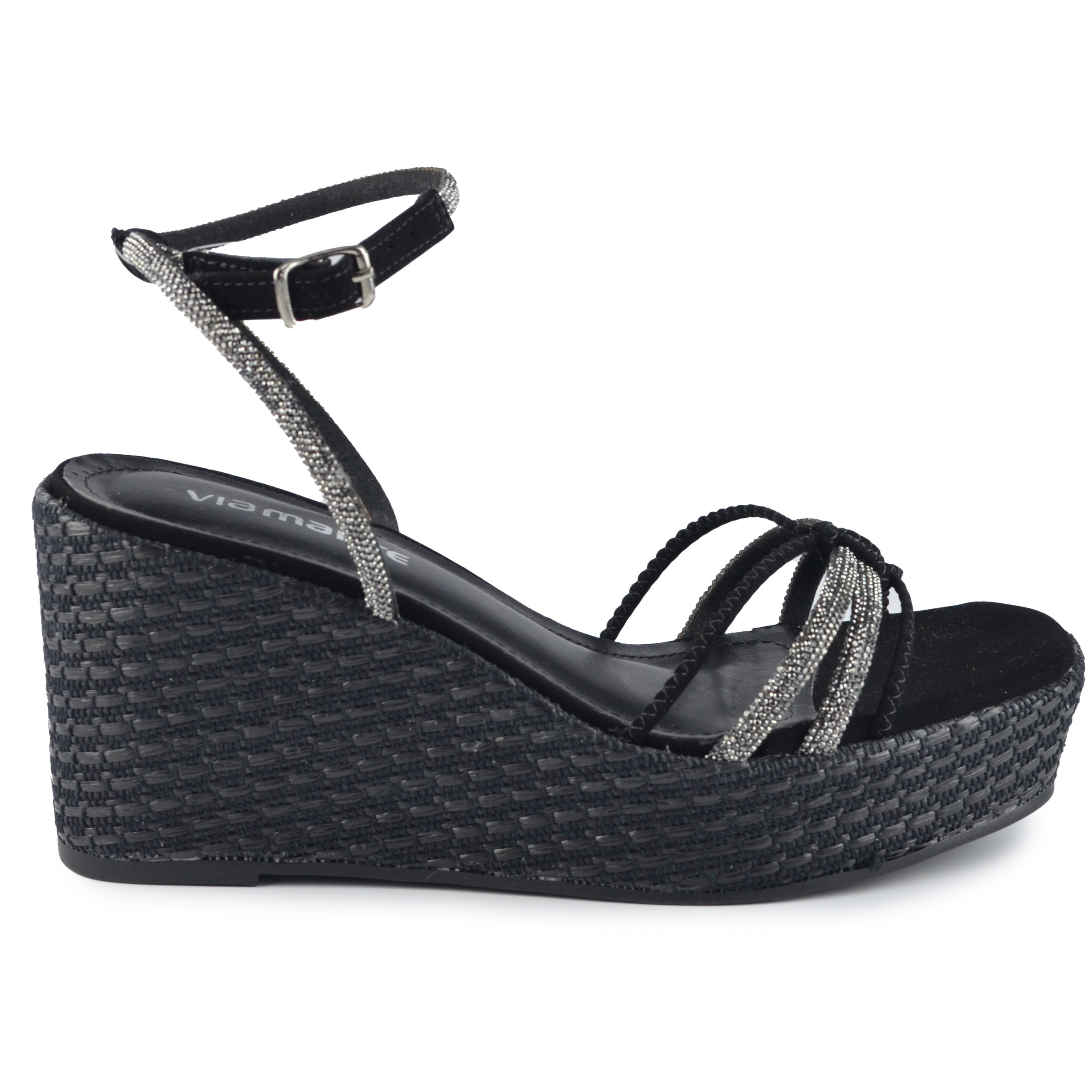 Salto Anabela Anabela Via Marte Preta Sandália Anabela Via Marte