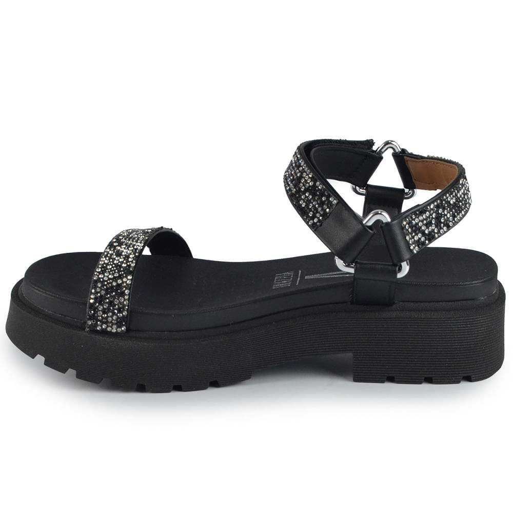 Sandália Tratorada Vizzano Feminina Salto Baixo Strass - Brilho 6499.103 - Foto 3