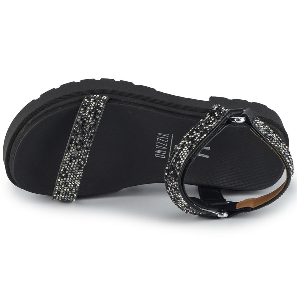 Sandália Tratorada Vizzano Feminina Salto Baixo Strass - Brilho 6499.103 - Foto 4