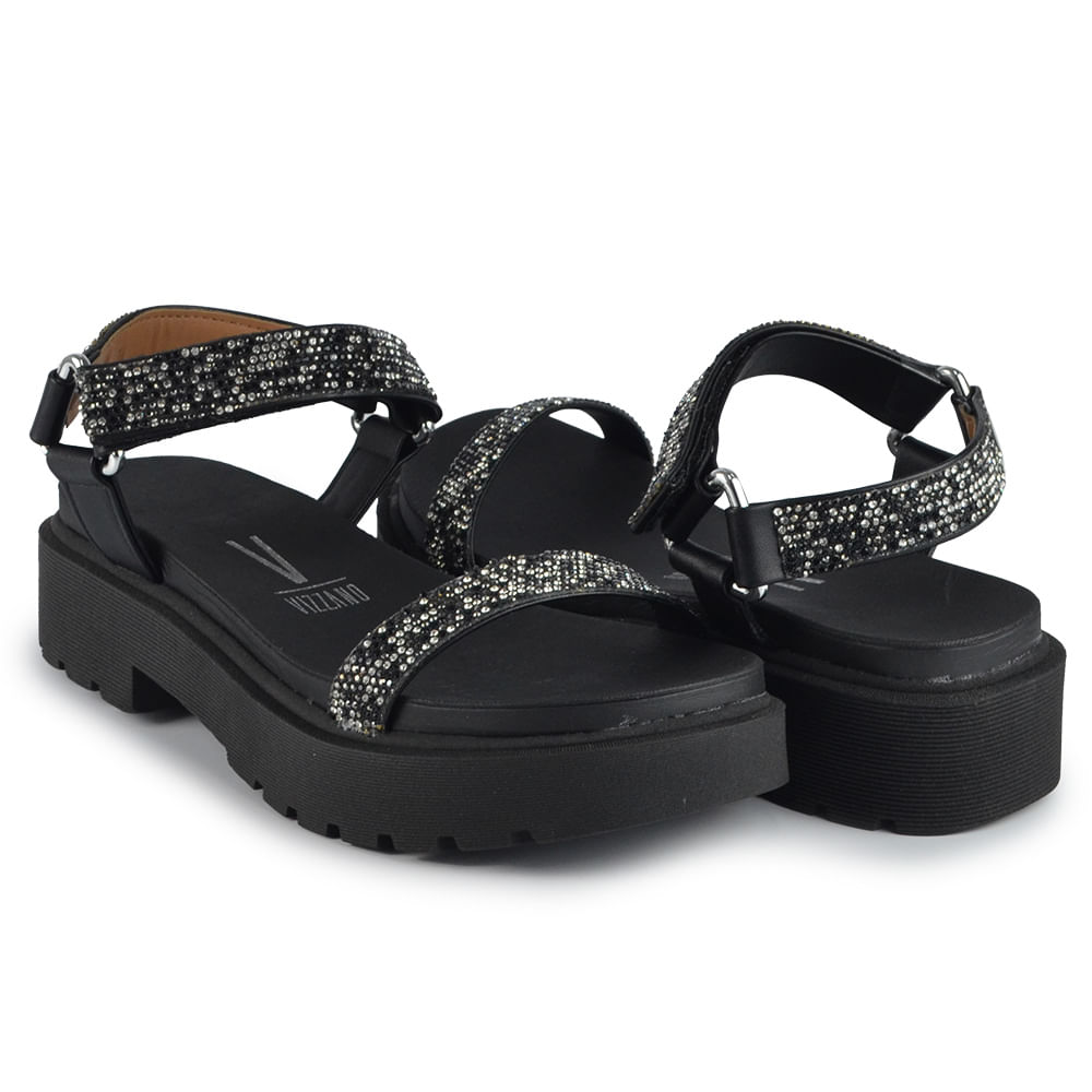 Sandália Tratorada Vizzano Feminina Salto Baixo Strass - Brilho 6499.103 - Foto 6