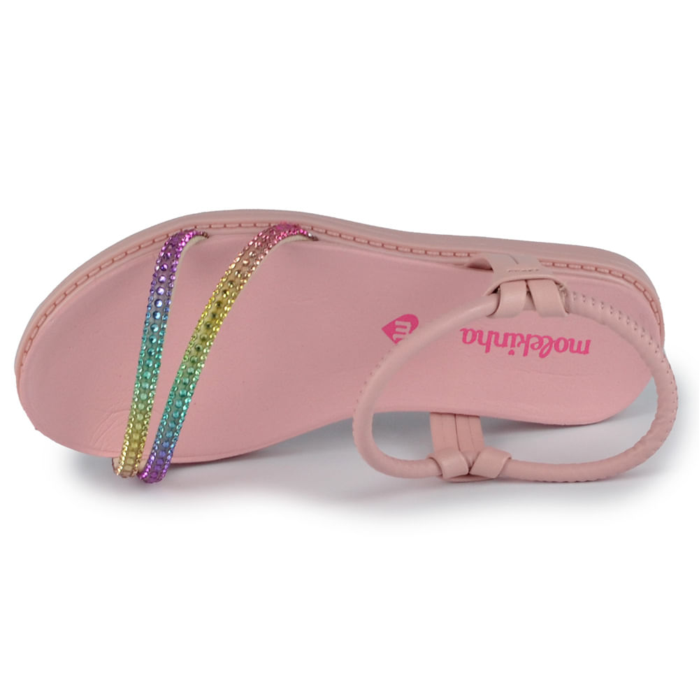 Sandália Infantil Molekinha Feminina Strass Multicolorido 2312.252 - Foto 4