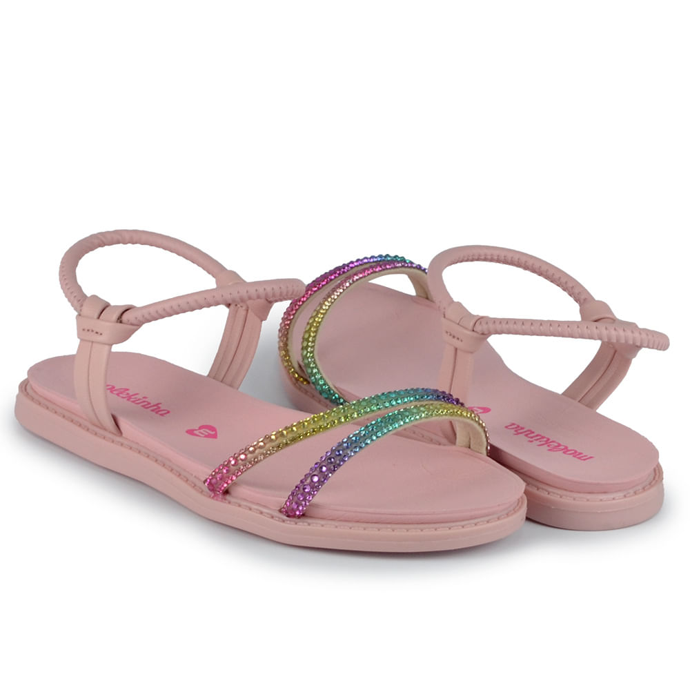 Sandália Infantil Molekinha Feminina Strass Multicolorido 2312.252 - Foto 6