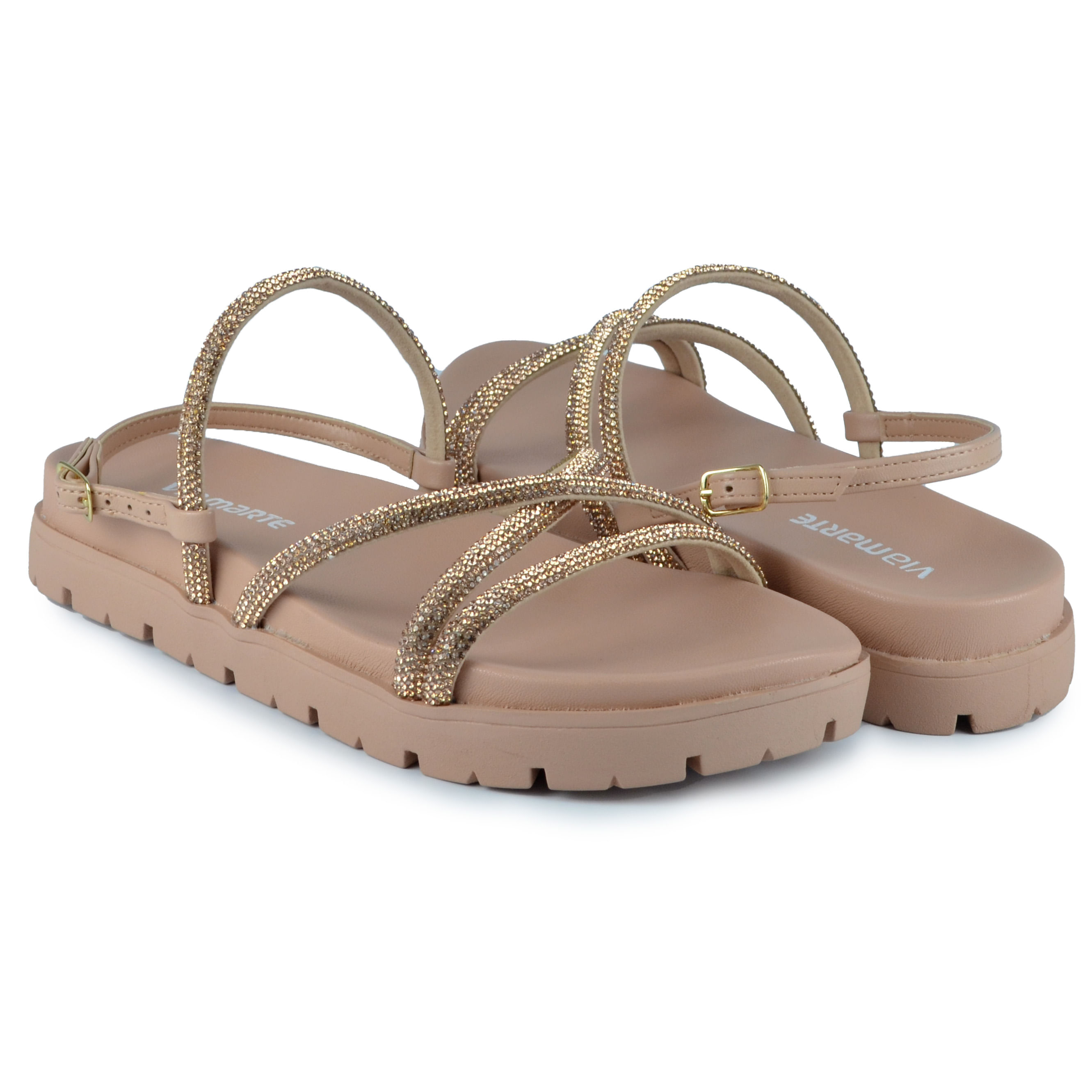 Sandália Papete Via Marte Feminina Strass - Brilho BK 23-17203-01 - Foto 6