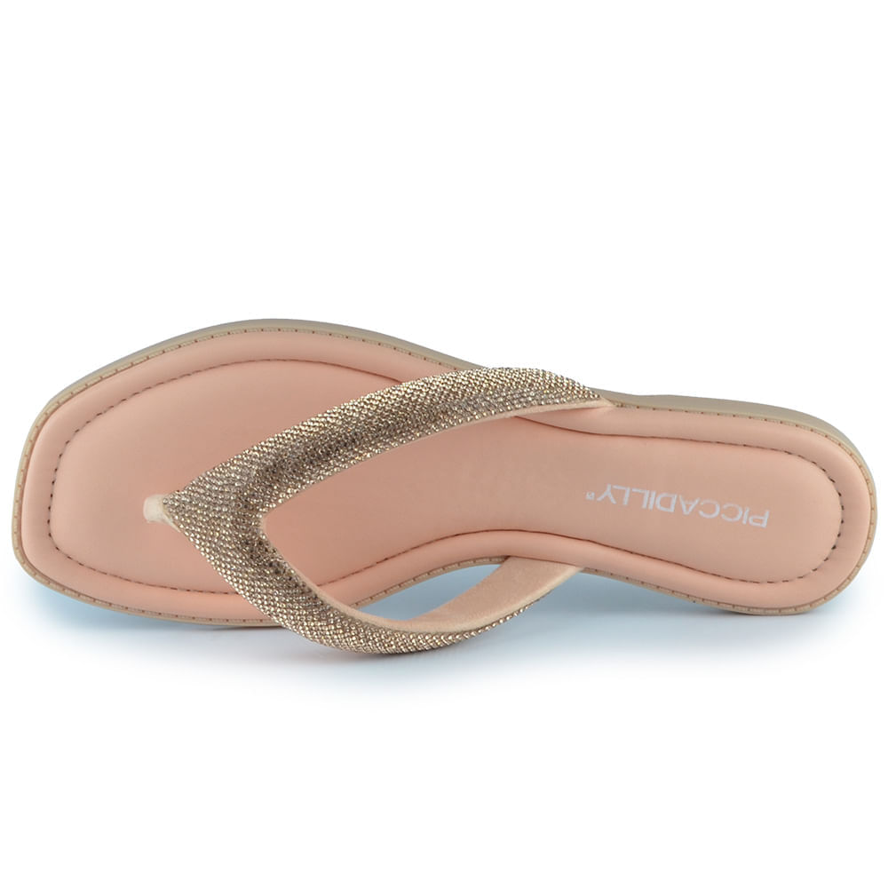 Sandalia Rasteira Piccadilly Feminina Gabi Strass - Brilho TM 508039 - Foto 4