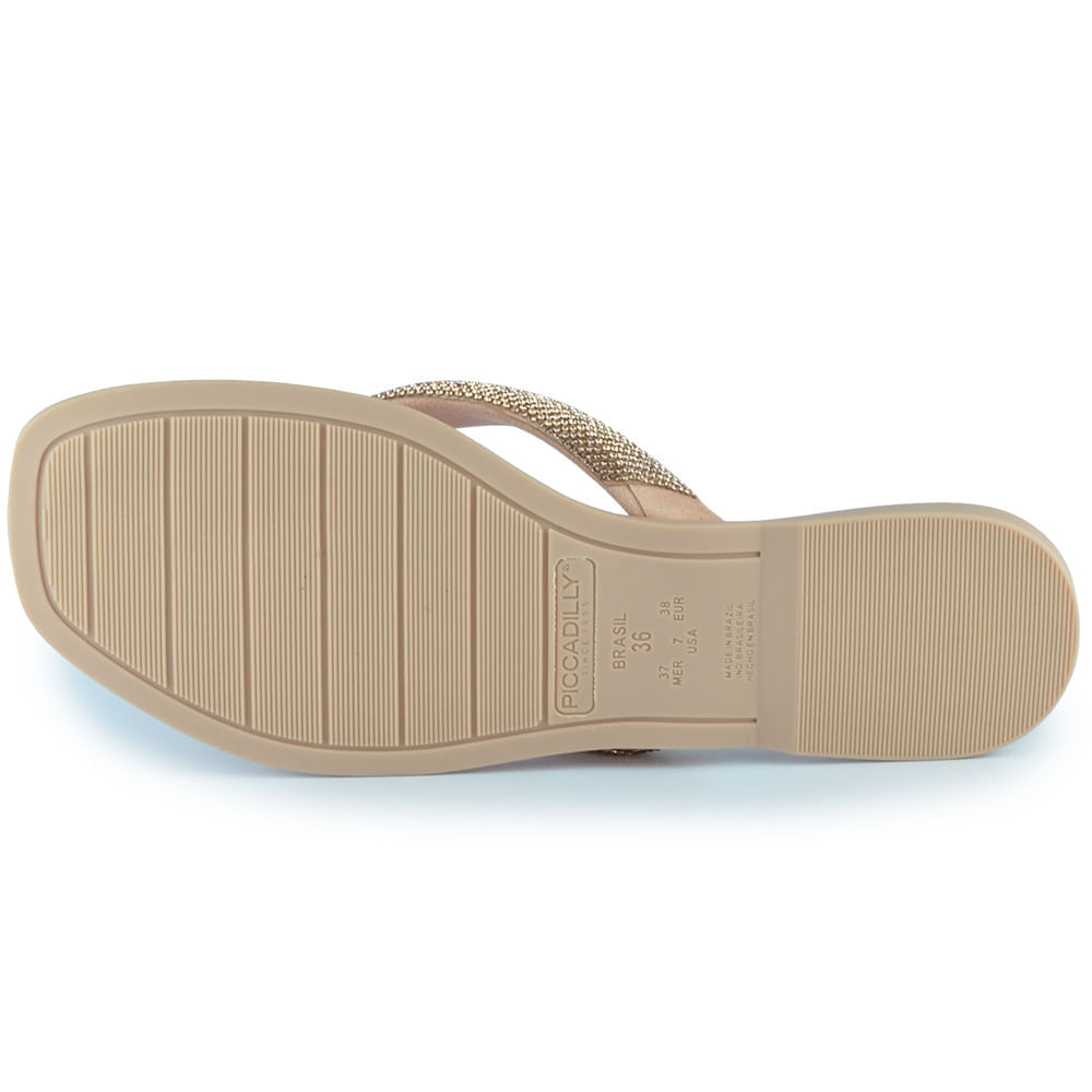 Sandalia Rasteira Piccadilly Feminina Gabi Strass - Brilho TM 508039 - Foto 5