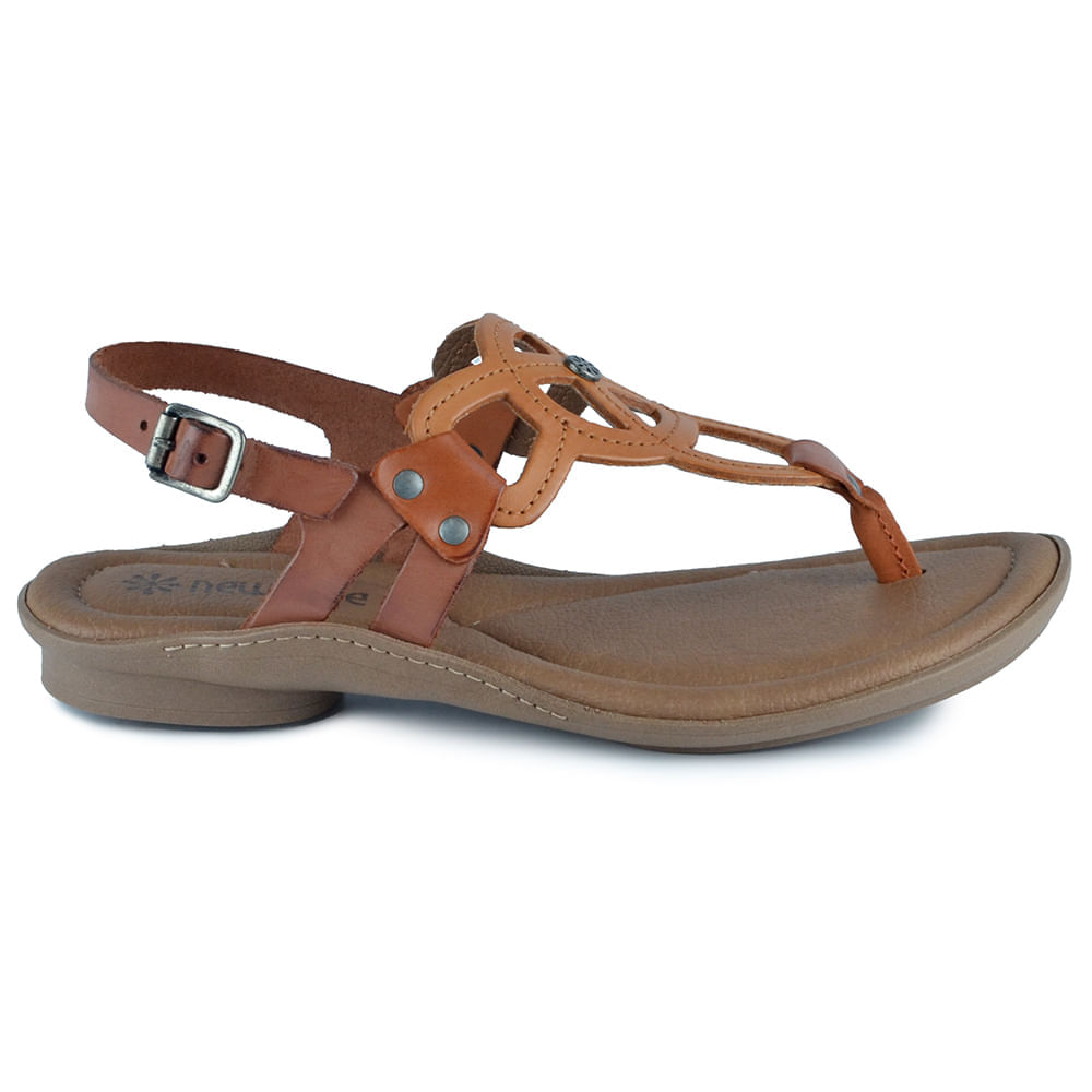 Sandália New Face Feminina em Couro Salto Baixo 37338 - Foto 1