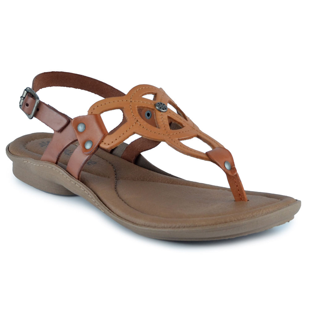 Sandália New Face Feminina em Couro Salto Baixo 37338 - Foto 2