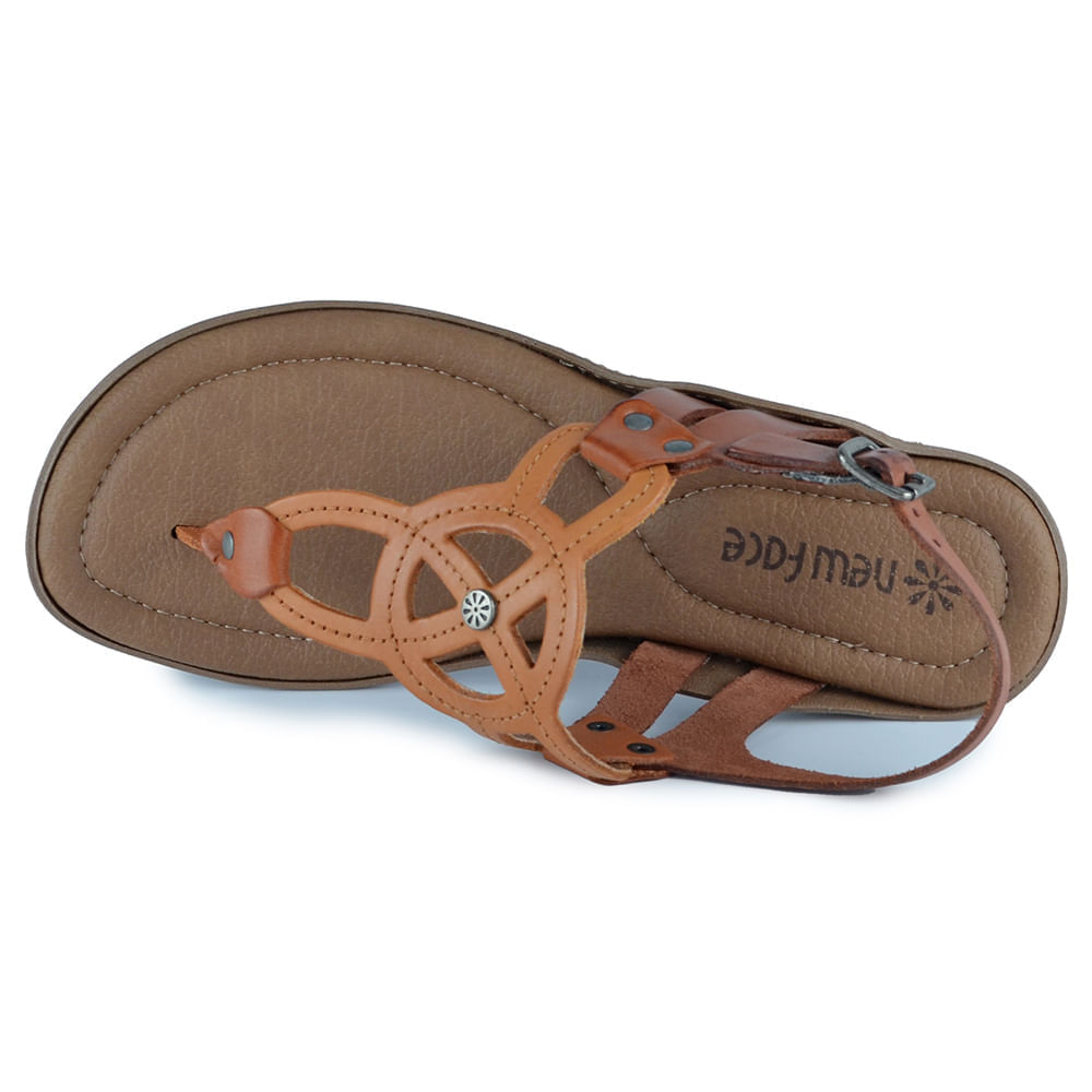 Sandália New Face Feminina em Couro Salto Baixo 37338 - Foto 4