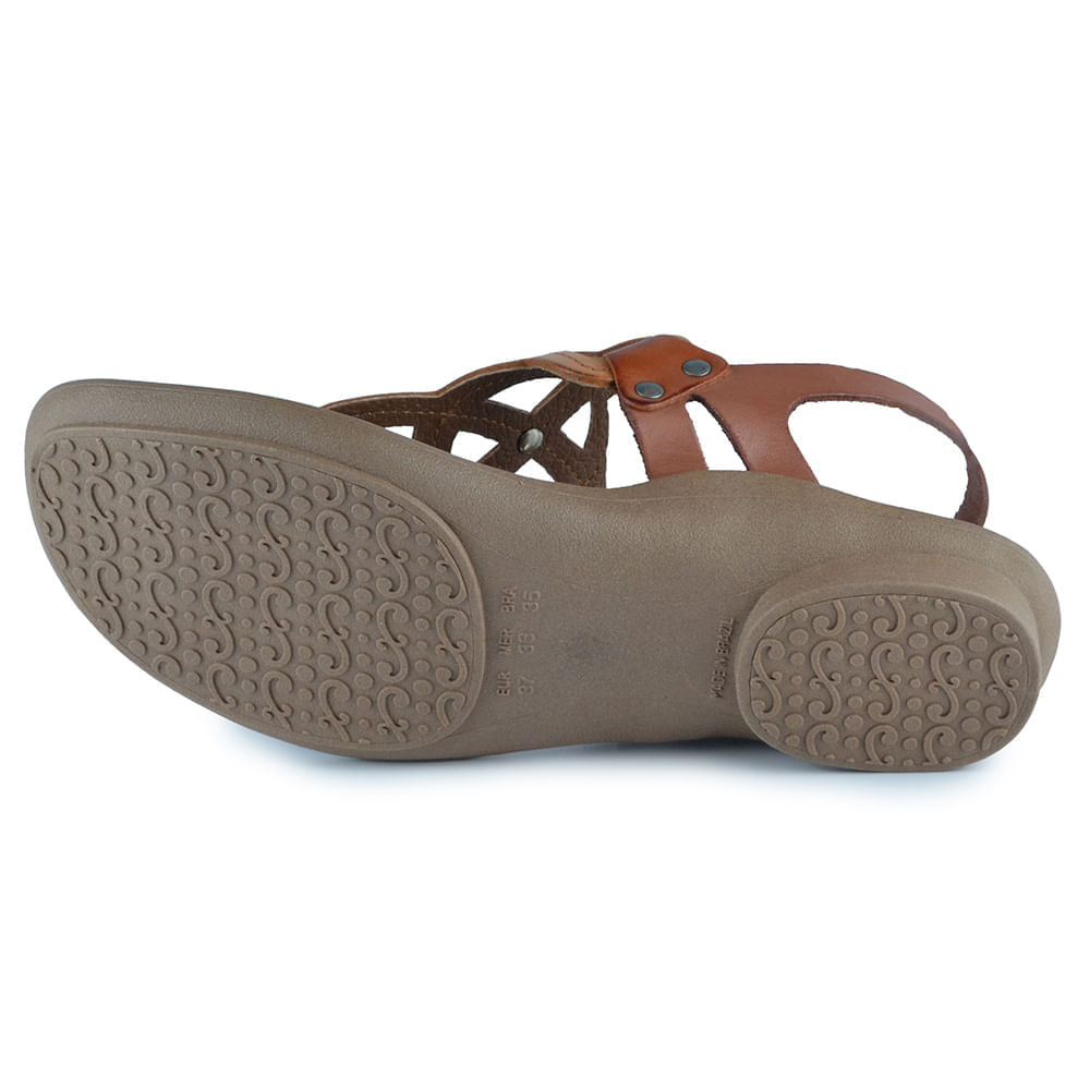 Sandália New Face Feminina em Couro Salto Baixo 37338 - Foto 5