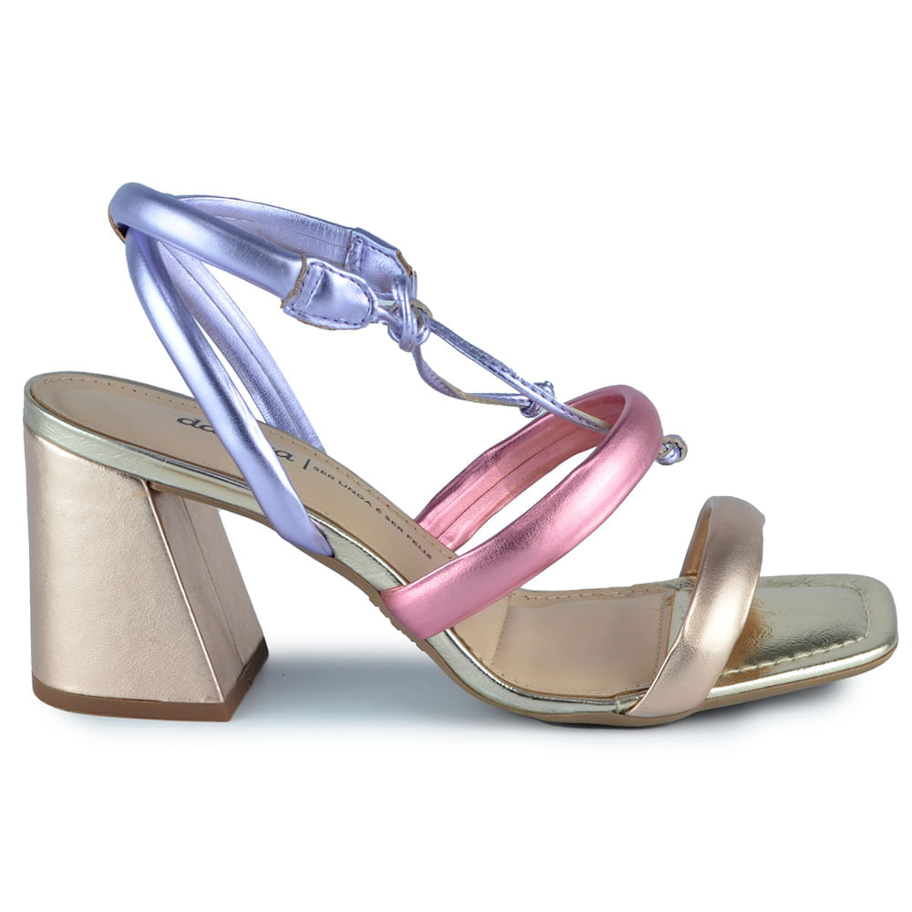 Sandália Feminina Dakota Salto Alto Bloco Z9451 METAL - Foto 1