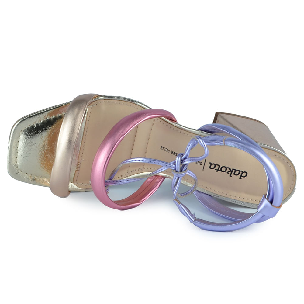 Sandália Feminina Dakota Salto Alto Bloco Z9451 METAL - Foto 4