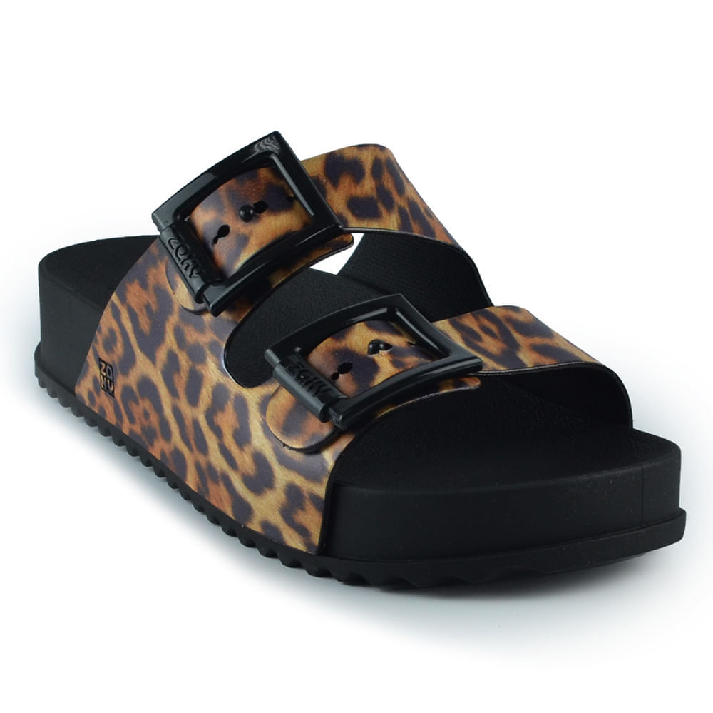 Sandália Slide Zaxy Feminina Glitter/Animal Print - Brilho 18954 - Foto 2