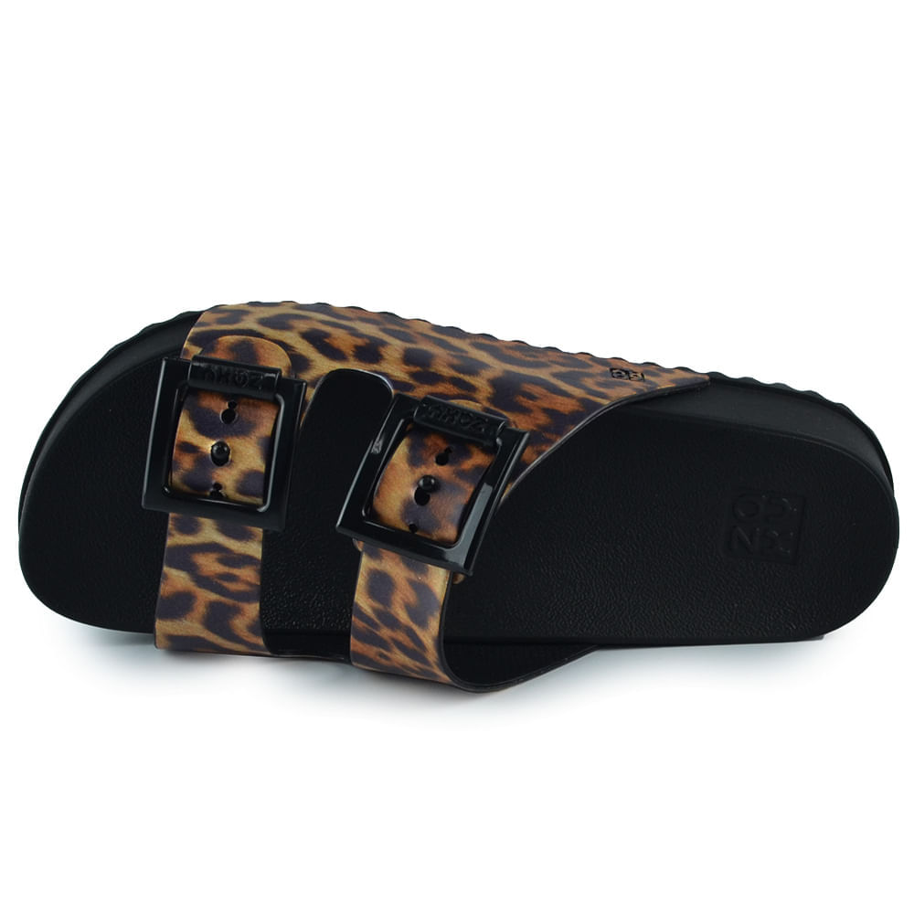 Sandália Slide Zaxy Feminina Glitter/Animal Print - Brilho 18954
