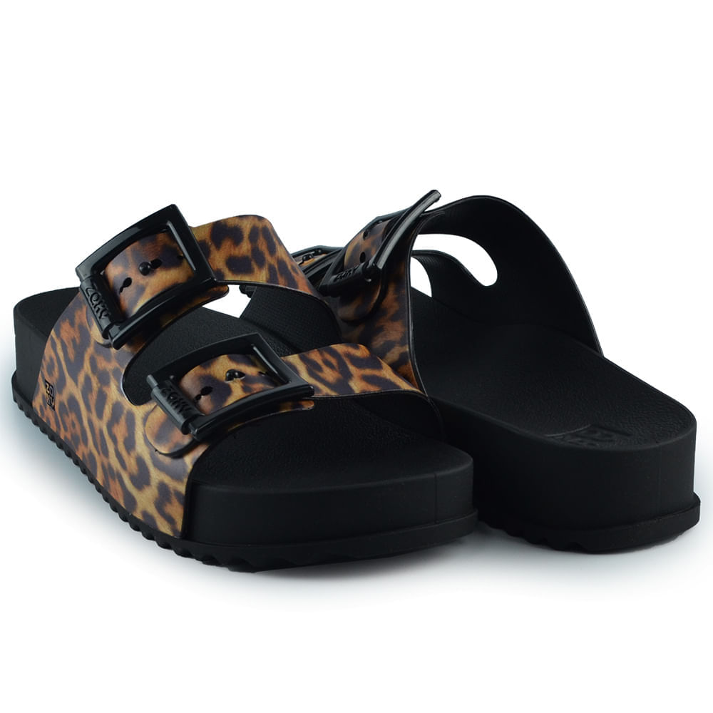 Sandália Slide Zaxy Feminina Glitter/Animal Print - Brilho 18954 - Foto 6