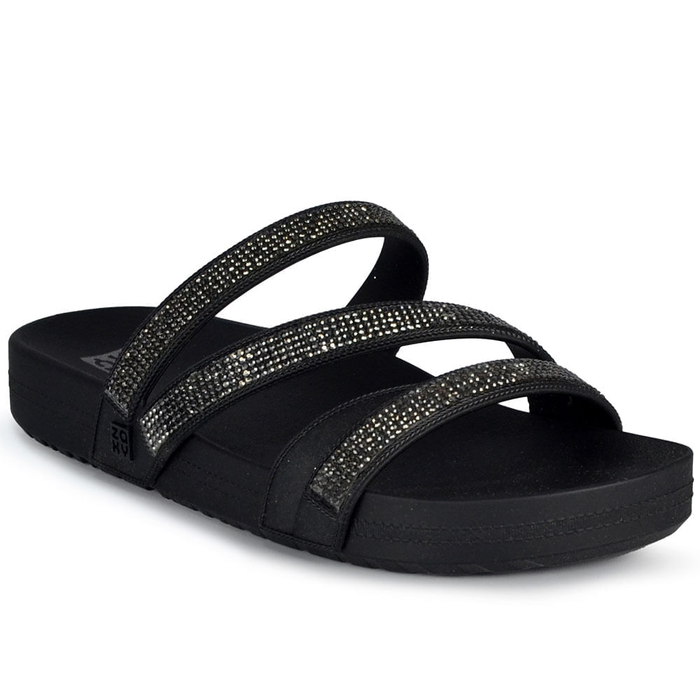 Sandália Slide Zaxy Glow Feminina Strass - Brilho BK 19017 - Foto 2