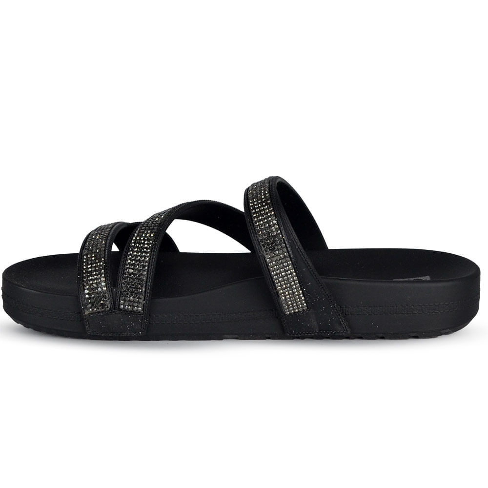 Sandália Slide Zaxy Glow Feminina Strass - Brilho BK 19017 - Foto 3