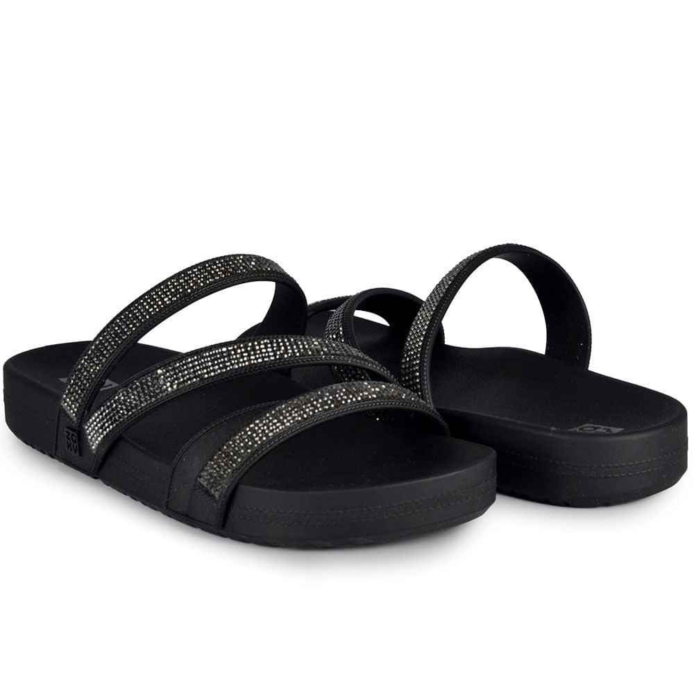 Sandália Slide Zaxy Glow Feminina Strass - Brilho BK 19017 - Foto 6