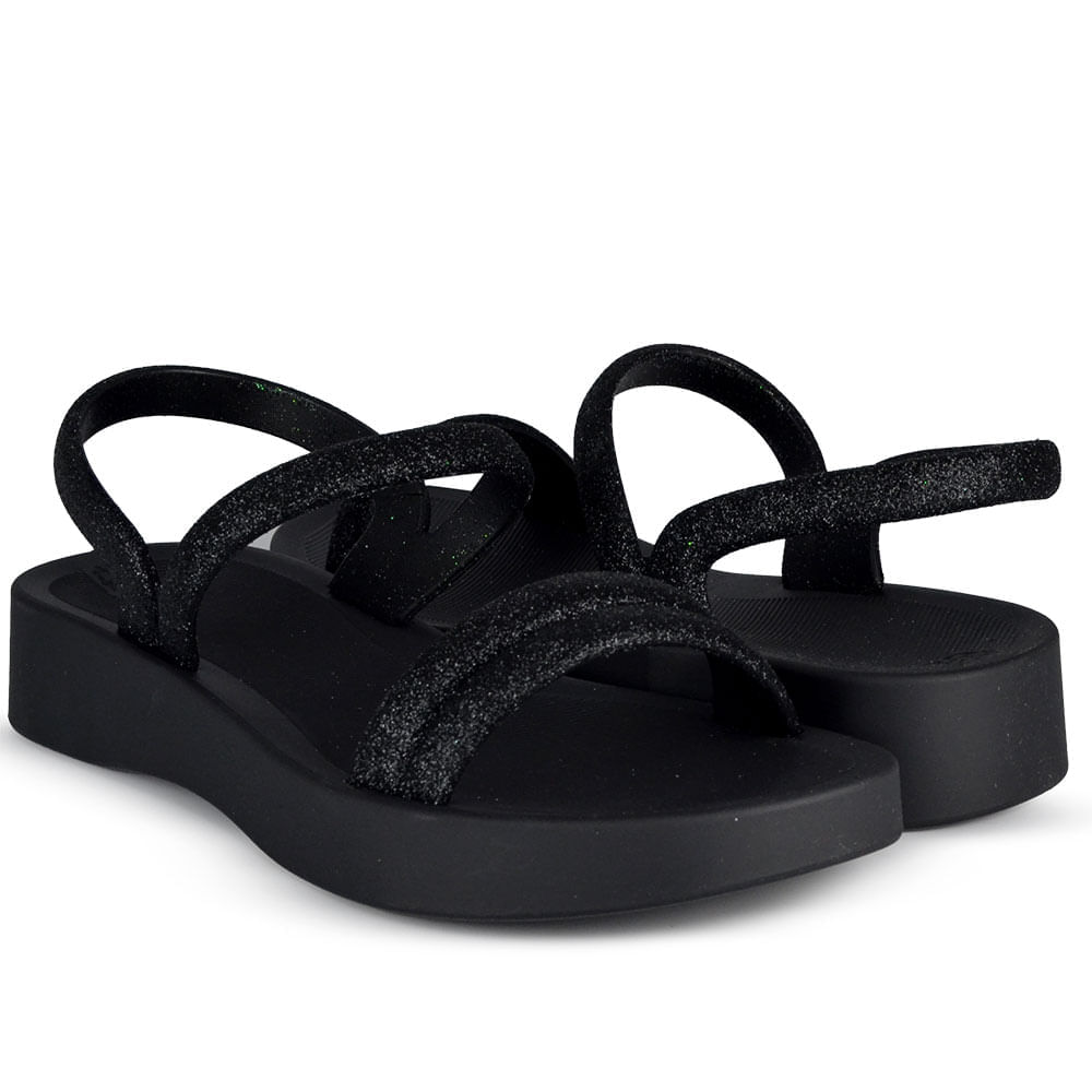 Sandália Slide Zaxy Glitter Feminina  Brilho BK 19010 - Foto 6