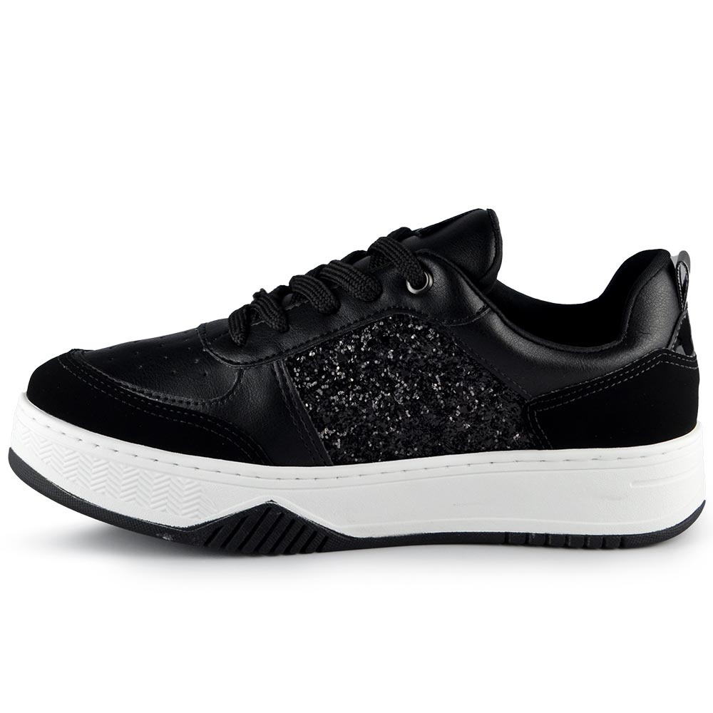 Marte Casual Tenis Via Marte Preto Com Glitter TENIS CASUAL VIA