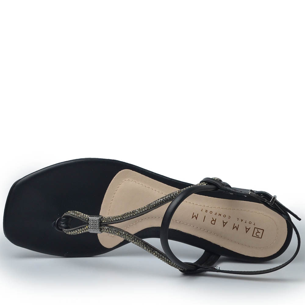 Sandália Ramarim SandÃ¡lia Preta De Salto Baixo Sandália Ramarim