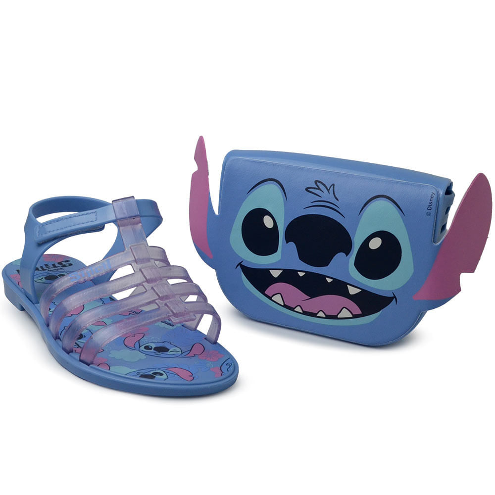 Kit Sandália Infantil Grendene Stitch 24 Clutch com Bolsa 23199 - Foto 2