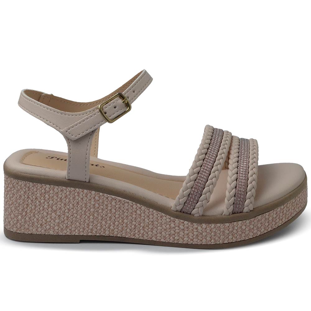 Sandália Anabela Infantil Pink Cats Feminina V4701 - Foto 1