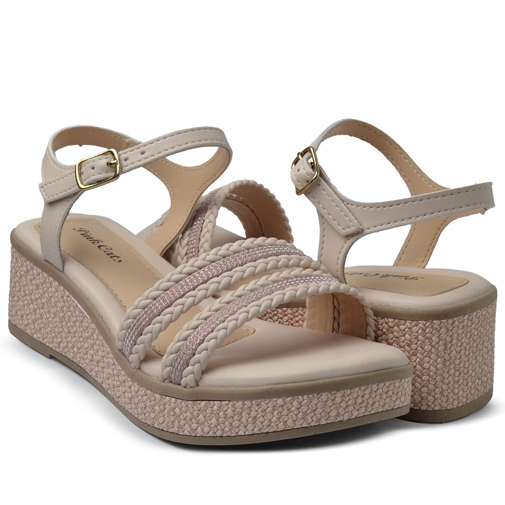 Sandália Anabela Infantil Pink Cats Feminina V4701 - Foto 6