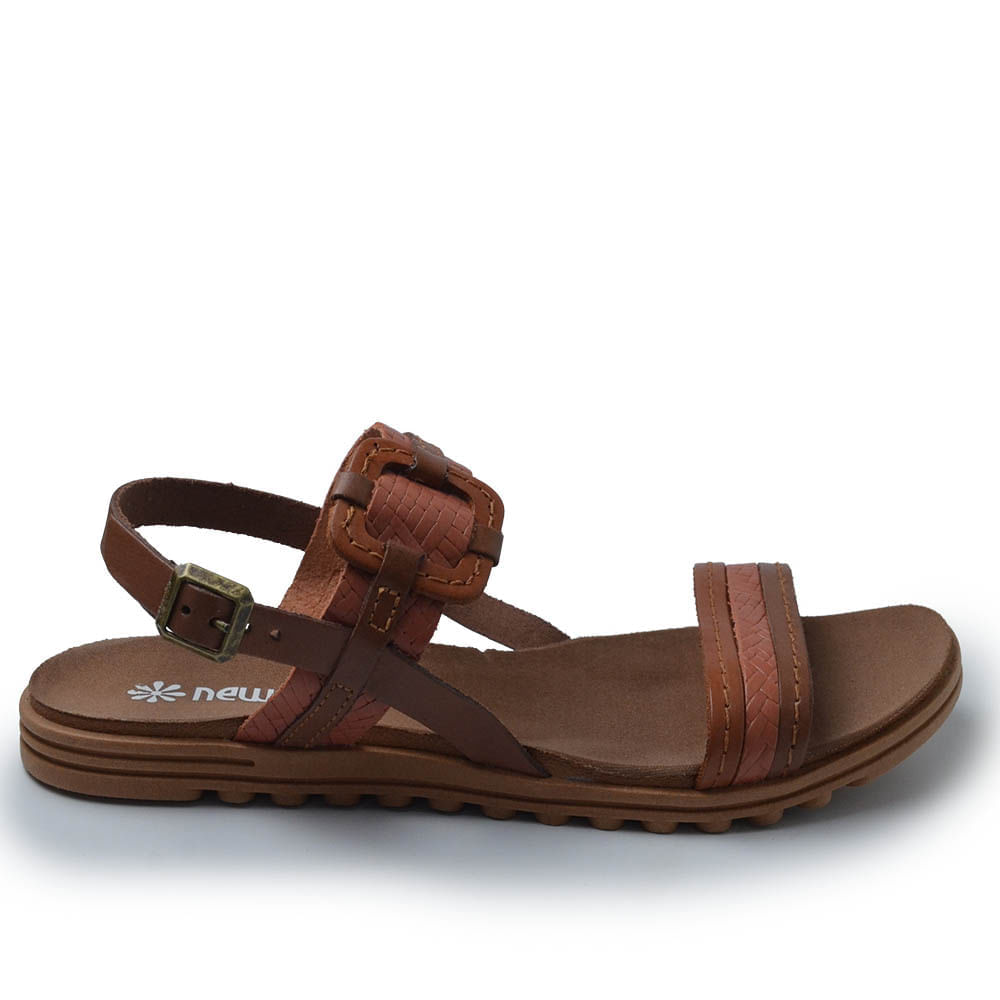Sandália Rasteira New Face Feminina em Couro 23927 - Foto 1