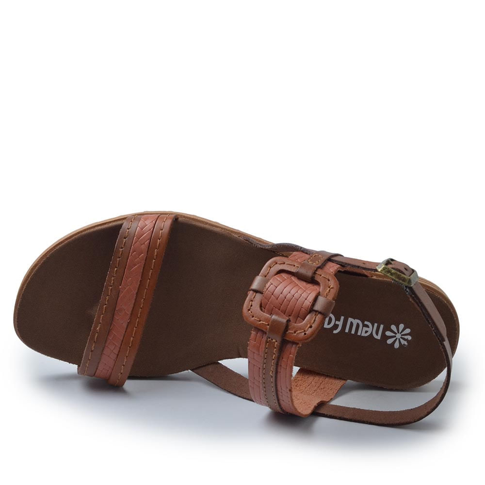 Sandália Rasteira New Face Feminina em Couro 23927 - Foto 4