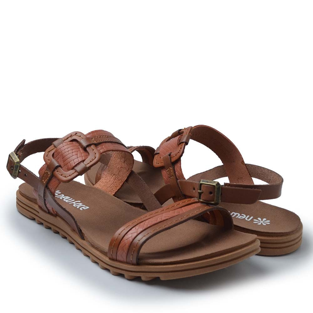 Sandália Rasteira New Face Feminina em Couro 23927 - Foto 6