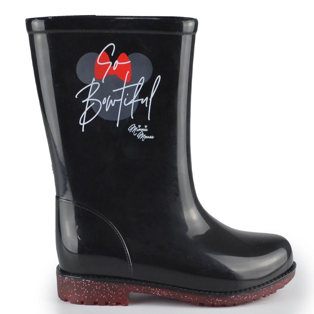 Kit Bota Galocha Infantil Grendene Feminina Minnie com Capa 23083 - Foto 1
