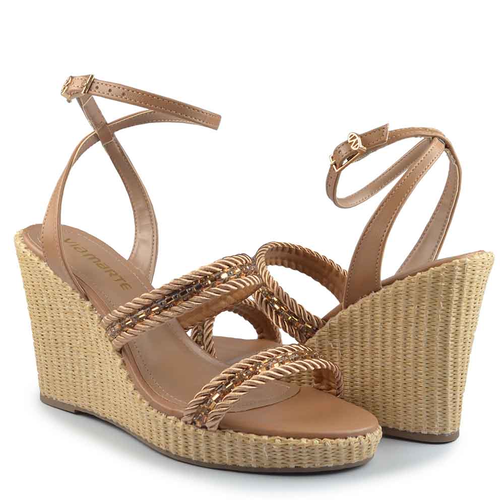 Sandália Anabela Via Marte Feminina 295-001-01 Lojas Kikos