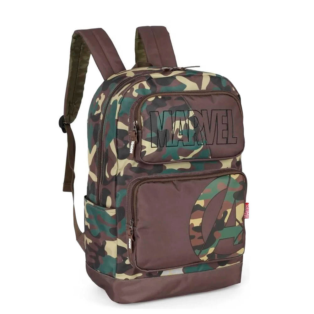 Mochila Juvenil Luxcel Masculina Avengers Camuflada MJ47721AG - Foto 1